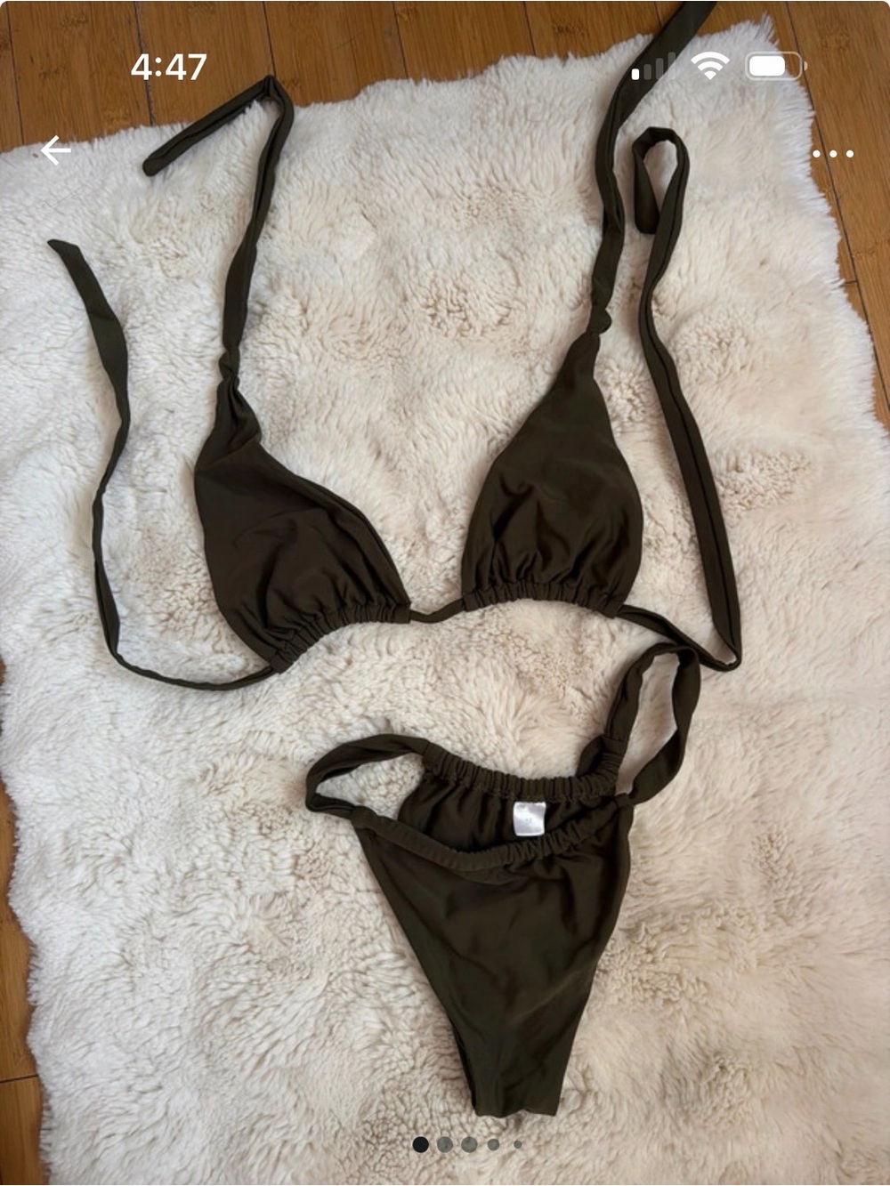 Women's Olive Green Triangle Bikini Set Cheeky